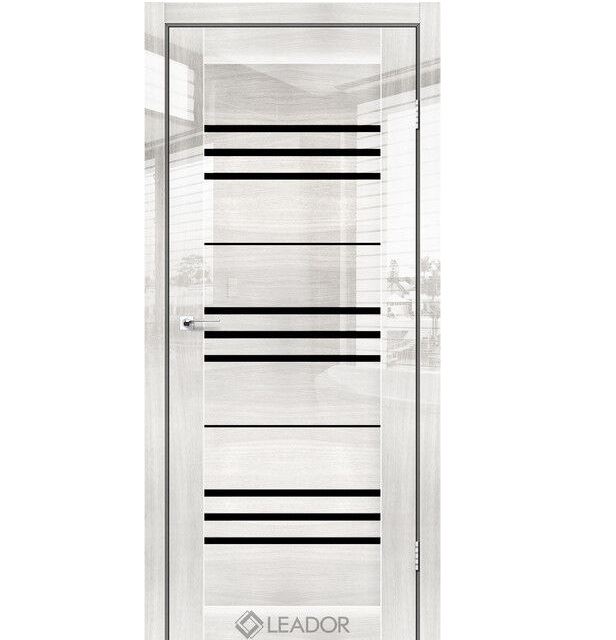 Двери межкомнатные Leador Gloss Monaco - Глянец Оксфорд (с черным стеклом)