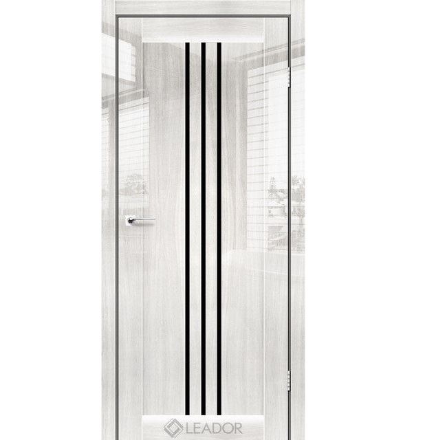 Двери межкомнатные Leador Gloss Burano - Глянец Оксфорд (с черным стеклом)