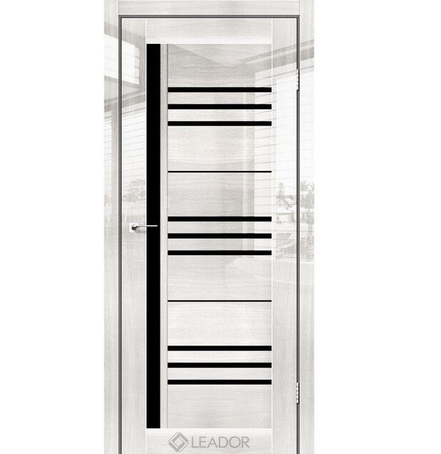 Двери межкомнатные Leador Gloss Bolivia - Глянец Оксфорд (с черным стеклом)
