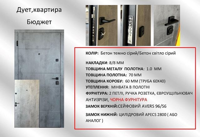 Входные двери REDFORT ДУЭТ Эконом Бетон темно серый/ Бетон светло серый (для квартиры)