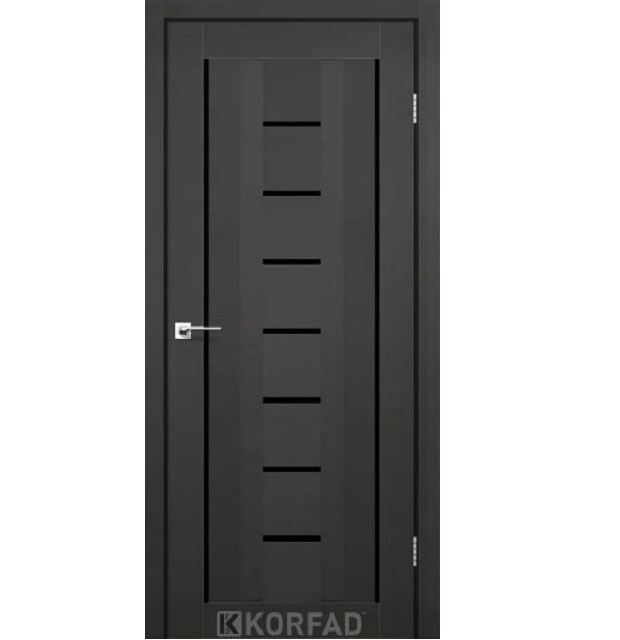 Двері міжкімнатні KORFAD Aliano AL-04 антрацит Super PET (чорне скло)