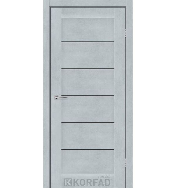 Двери межкомнатные Korfad Express Riviera - Цемент Светлый (с черным стеклом)