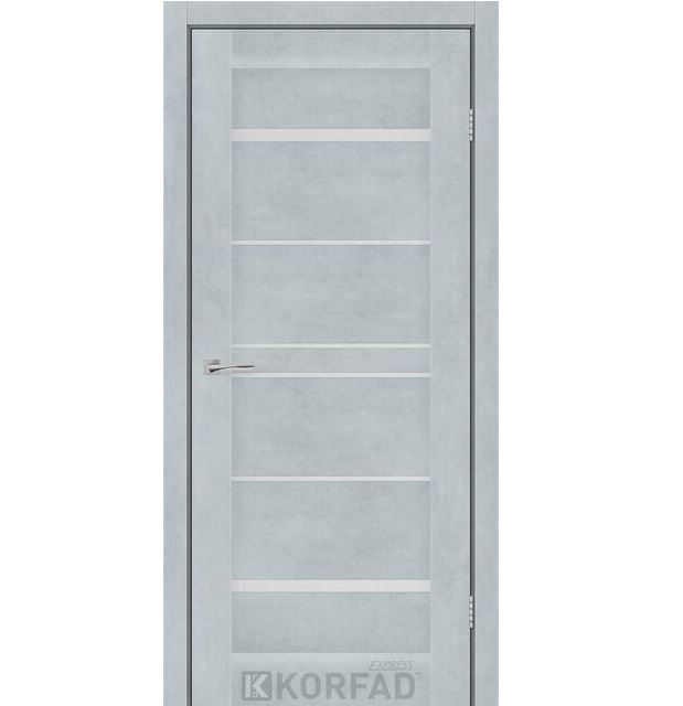 Двери межкомнатные Korfad Express Vista - Цемент Светлый (со стеклом сатин)