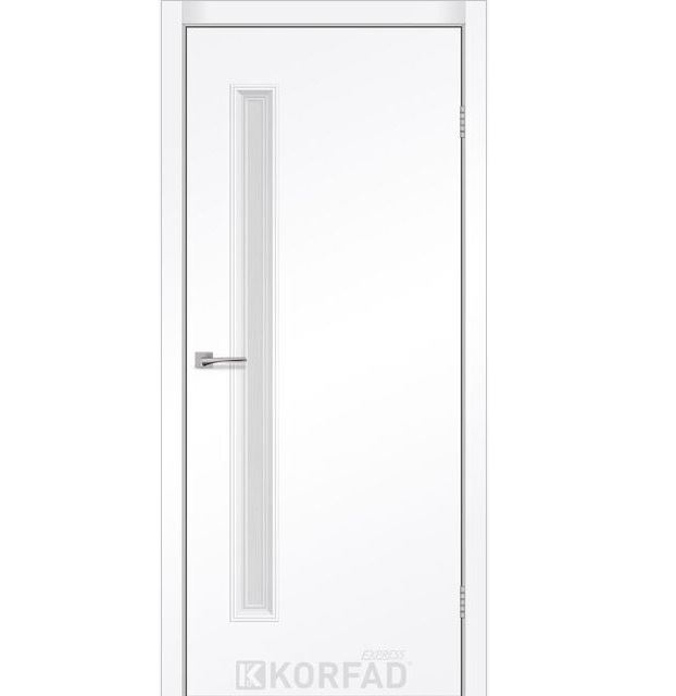Двері міжкімнатні Korfad Express Corner Glass-01 Білий мат Кристал (скло сатин)