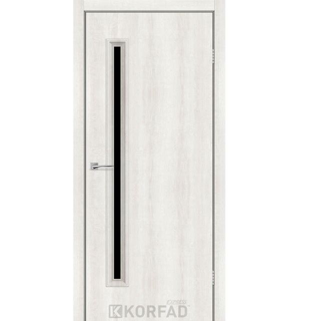 Двері міжкімнатні Korfad Express Corner Glass-01 Ясен шовковий (чорне скло)