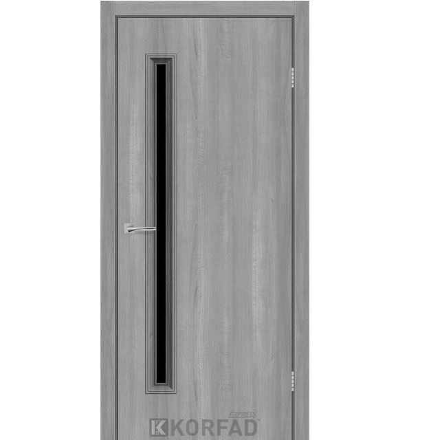 Двері міжкімнатні Korfad Express Corner Glass-01 Ясен сталевий (чорне скло)