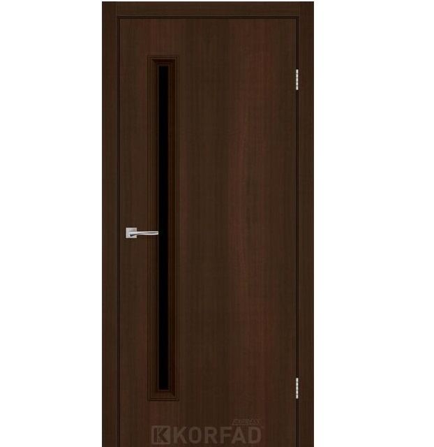 Двери межкомнатные Korfad Express Corner Glass-01 Каштан бурбон (черное стекло)
