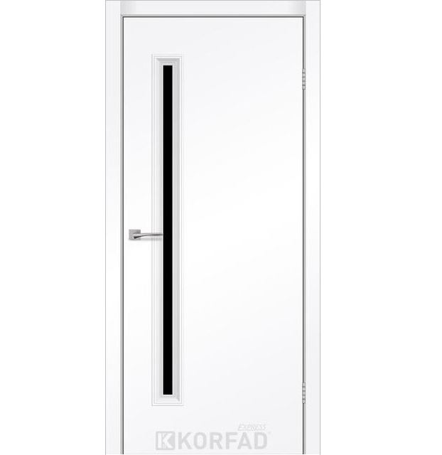 Двері міжкімнатні Korfad Express Corner Glass-01 Білий мат Кристал (чорне скло)