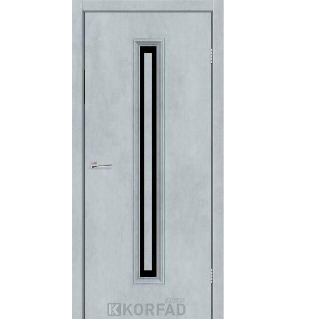 Двері міжкімнатні Korfad Express Corner Glass-02 Цемент світлий (чорне скло)