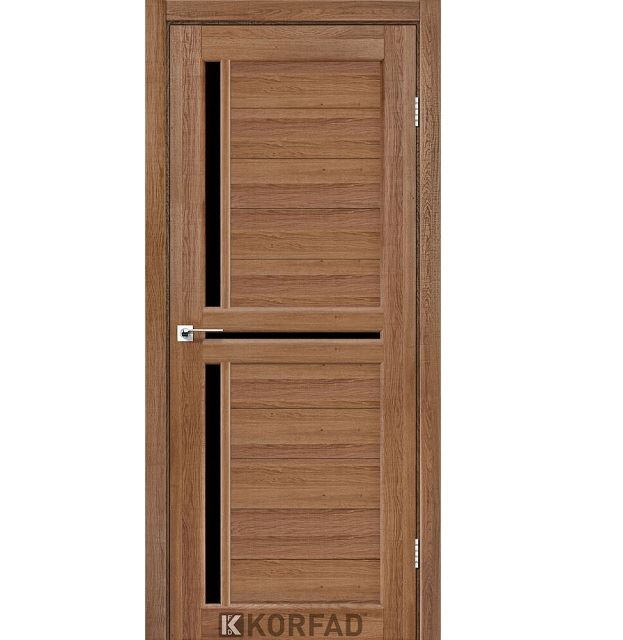 Двері міжкімнатні Корфад/ Korfad SC-04 Дуб браш (стекло черное)