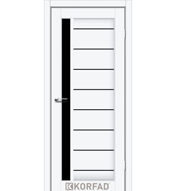 Двері міжкімнатні Корфад/ Korfad FL-01 Білий перламутровий (скло чорне)