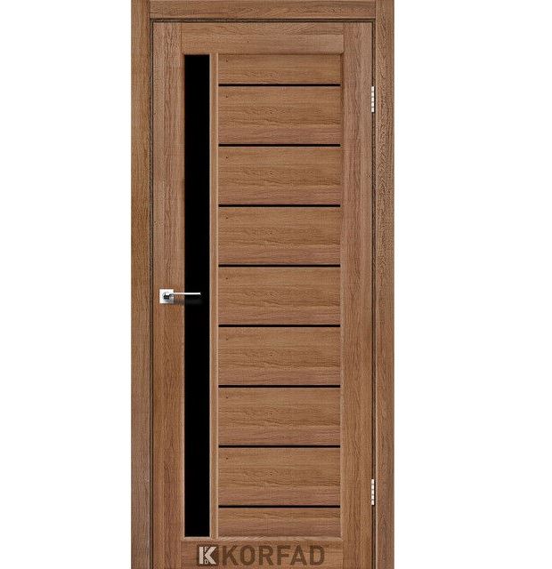 Двері міжкімнатні Корфад/ Korfad FL-01 Дуб браш (скло чорне)