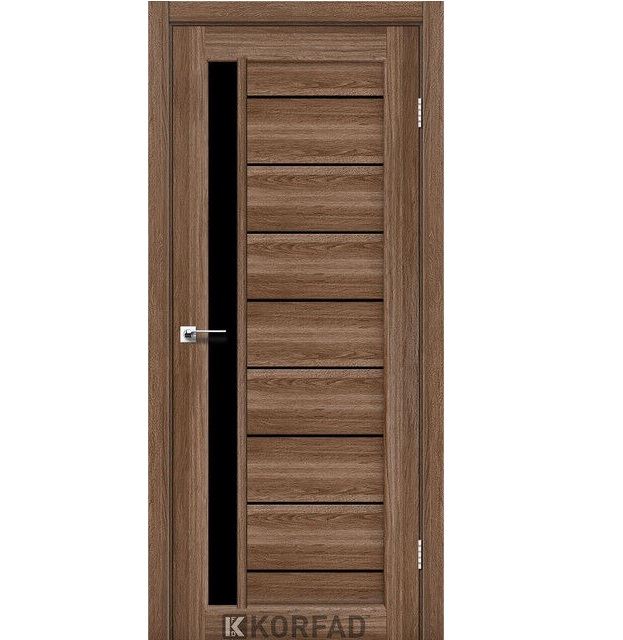 Двері міжкімнатні Корфад/ Korfad FL-01 Дуб браш (скло чорне)