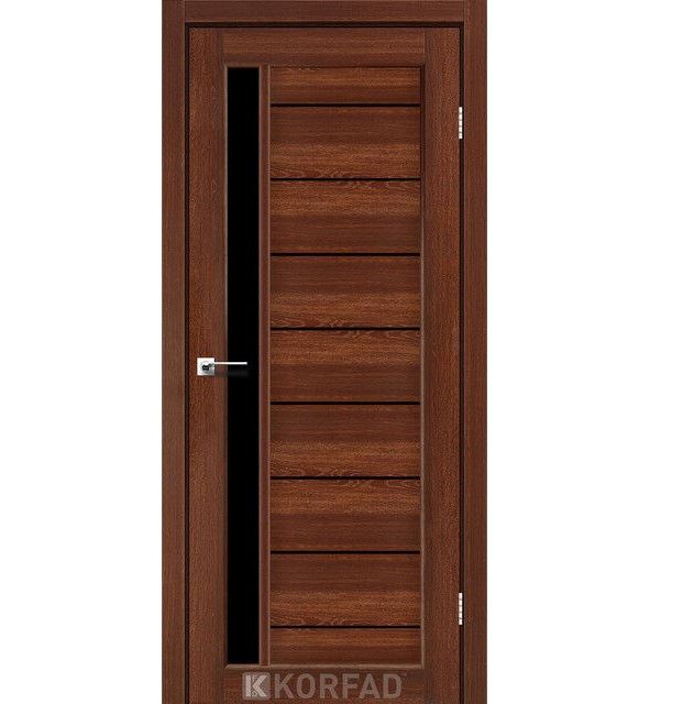 Двері міжкімнатні Корфад/ Korfad FL-01 Горіх (скло чорне)