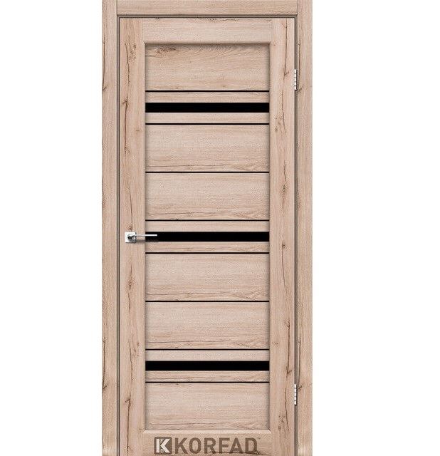 Двері міжкімнатні Корфад/ Korfad FL-02 Дуб тобакко (скло чорне)