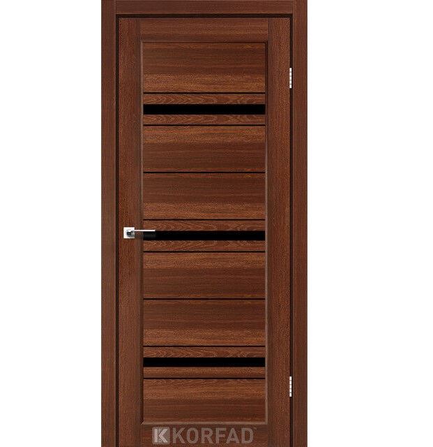 Двері міжкімнатні Корфад/ Korfad FL-02 Горіх (скло чорне)