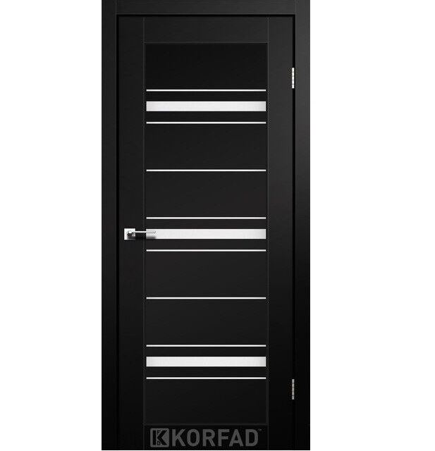 Двері міжкімнатні Корфад/ Korfad FL-02 Чорний Super PET (скло сатин)