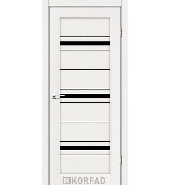 Двери межкомнатные Корфад/ Korfad FL-02 Ясень белый (стекло черное)