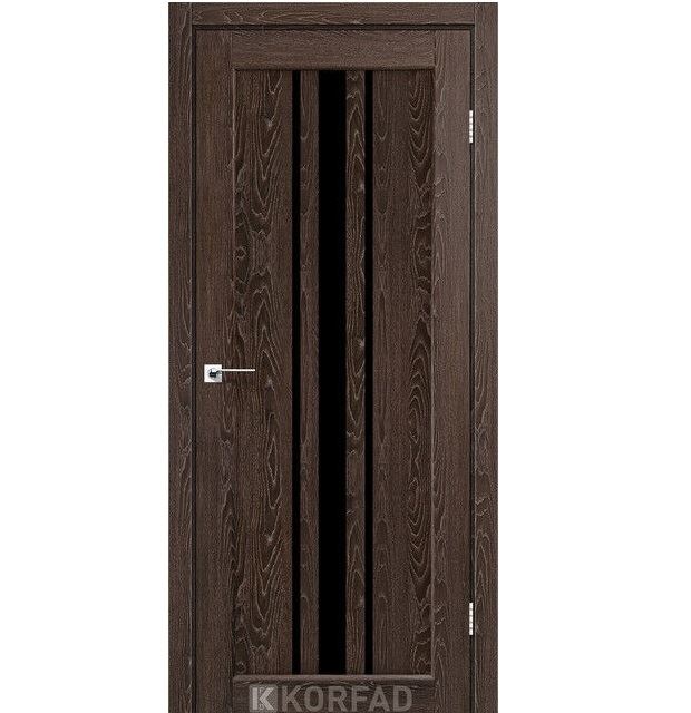 Двері міжкімнатні Корфад/ Korfad FL-03 Дуб марсала (скло чорне)