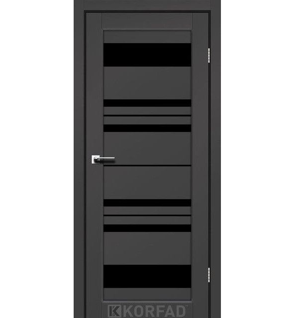Двері міжкімнатні Корфад/ Korfad FL-04 Антрацит Super PET (скло чорне)