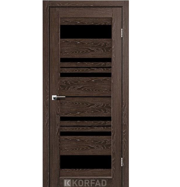 Двері міжкімнатні Корфад/ Korfad FL-04 Дуб марсала (скло чорне)
