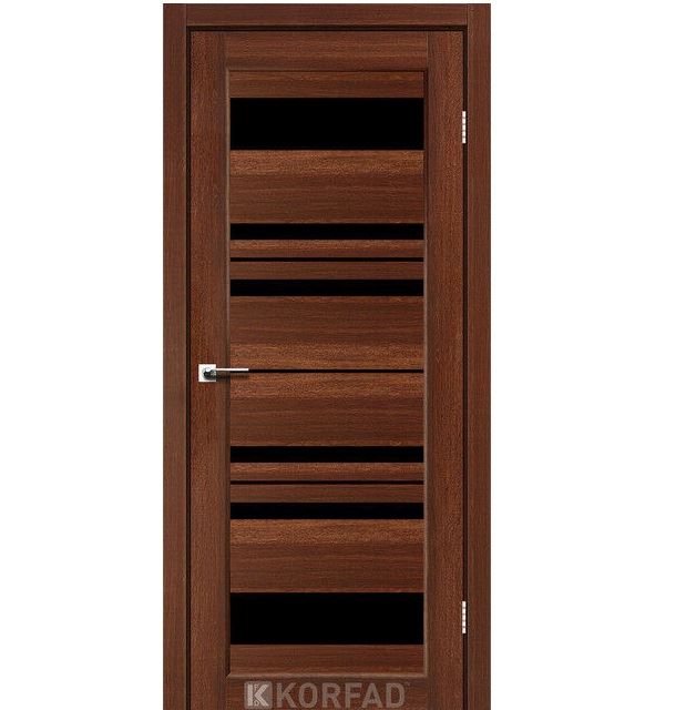 Двері міжкімнатні Корфад/ Korfad FL-04 Горіх (скло чорне)