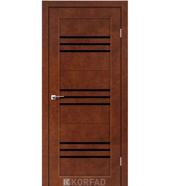 Двері міжкімнатні Корфад/ Korfad FL-05 Сталь кортен (скло чорне)