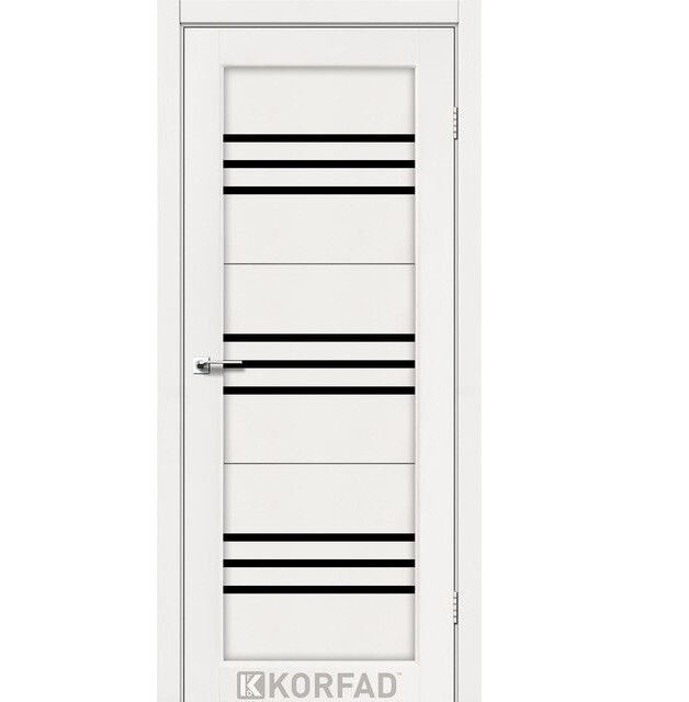 Двери межкомнатные Корфад/ Korfad FL-05 Ясень белый (стекло черное)