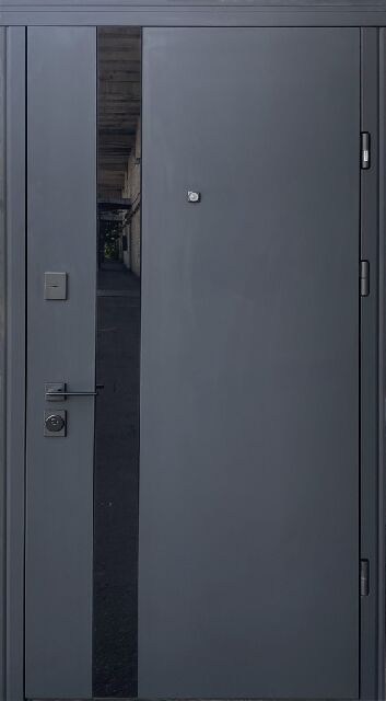 Входные двери STRAJ LUX Slim S Glass-A Антрацит, в квартиру (Страж серия Стандарт)