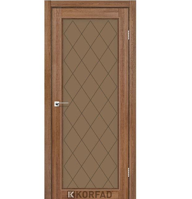 Двері міжкімнатні Korfad CL-09 Дуб браш (скло бронза з малюнком М1/М2)