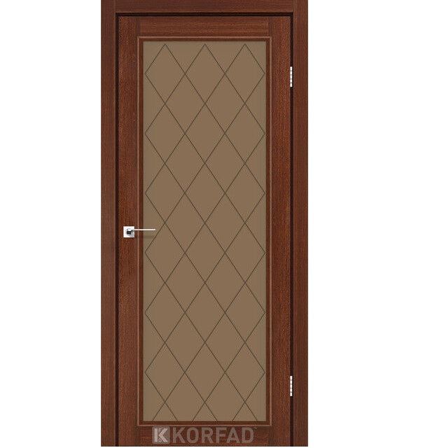 Двері міжкімнатні Korfad CL-09 Горіх (скло бронза з малюнком M1/М2)