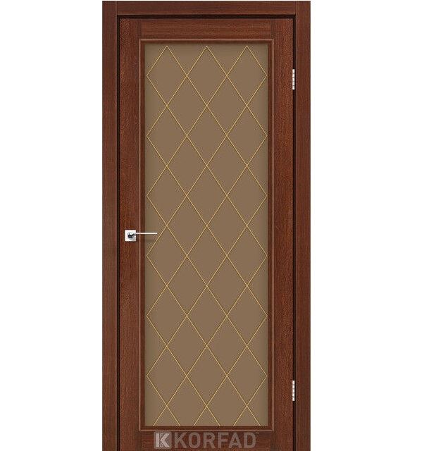 Двері міжкімнатні Korfad CL-09 Горіх (скло бронза з малюнком M1/М2)