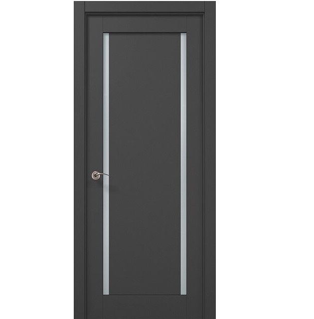 Двери межкомнатные Папа Карло Millenium ML-62 Темно-серый супермат , со стеклом сатин,