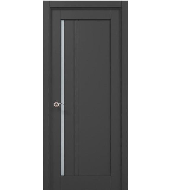 Двери межкомнатные Папа Карло Millenium ML-612 Темно-серый супермат, со стеклом сатин,