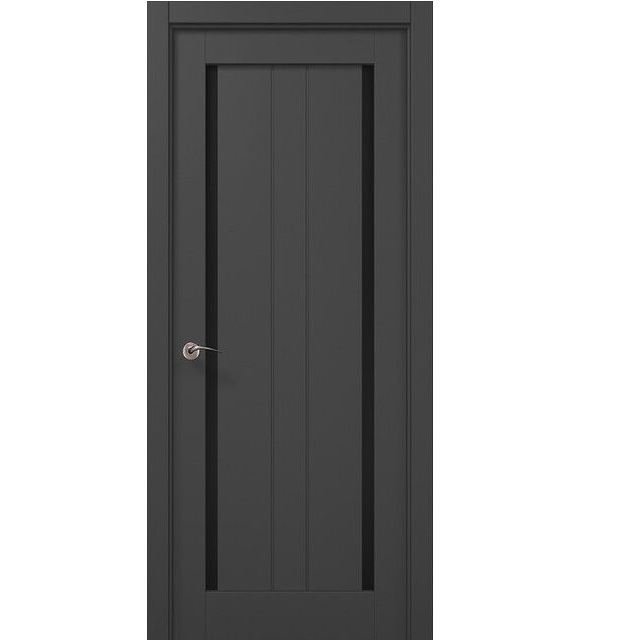 Двери межкомнатные Папа Карло Millenium ML-621 Темно-серый супермат, Черное стекло
