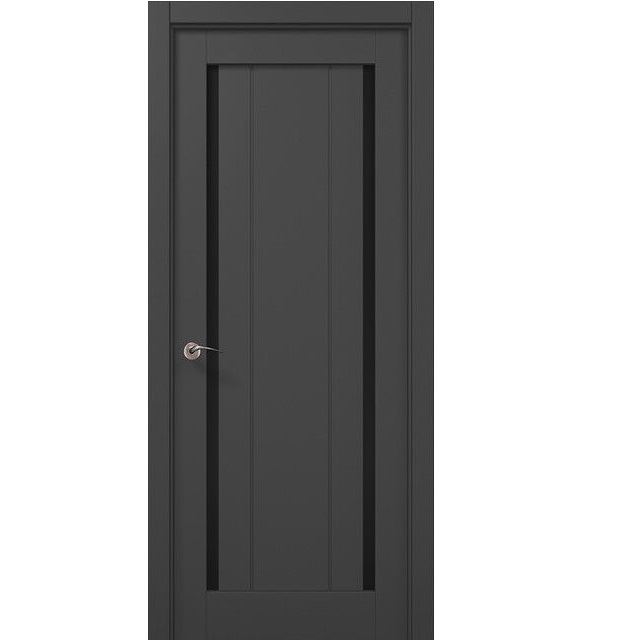 Двери межкомнатные Папа Карло Millenium ML-622 Темно-серый супермат, Черное стекло
