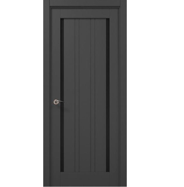 Двери межкомнатные Папа Карло Millenium ML-624 Темно-серый супермат, Черное стекло