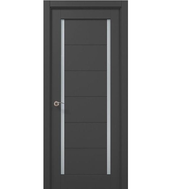 Двери межкомнатные Папа Карло Millenium ML-625 Темно-серый супермат, со стеклом сатин,