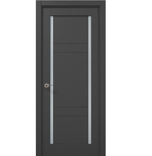 Двери межкомнатные Папа Карло Millenium ML-626 Темно-серый супермат, со стеклом сатин,