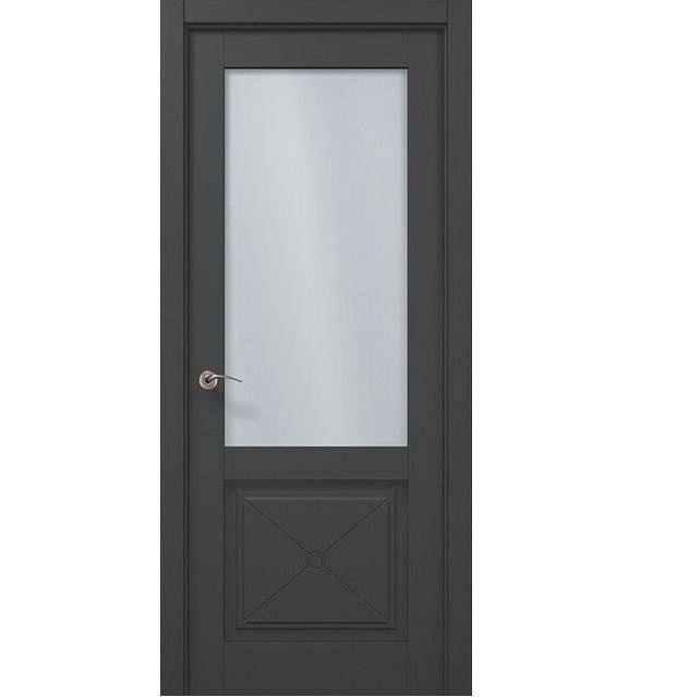 Двери межкомнатные Папа Карло Millenium ML-1102 Темно-серый супермат, со стеклом сатин,
