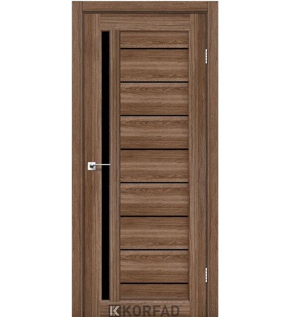 Двері міжкімнатні Корфад/ KORFAD VND-02 Дуб грей (з чорним склом)