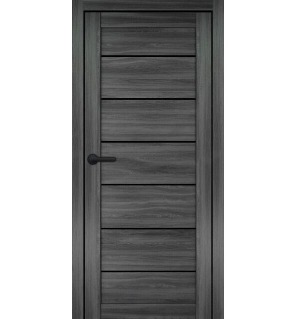 Двері міжкімнатні Portalino PL-ECO-08 Санома попеляста ЕКО (з чорним склом)