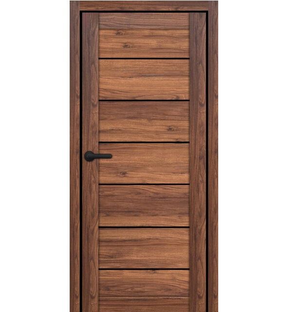 Двери межкомнатные Portalino PL-ECO-08 Санома марон ЭКО (с черным стеклом)