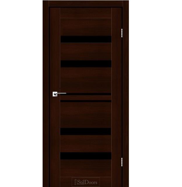 Двері міжкімнатні Стільдорс/ StilDoors CUBA - Каштан (з чорним склом)
