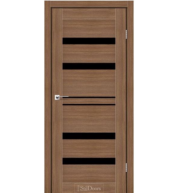 Двері міжкімнатні Стільдорс/ StilDoors CUBA - Горіх ітаалійський (з чорним склом)