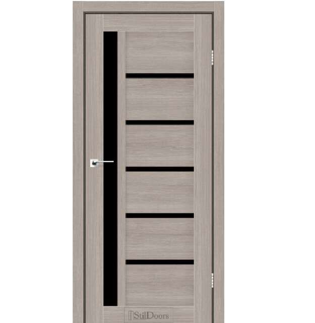Двери межкомнатные Стильдорс/ StilDoors Nice - Капучино (с черным стеклом)