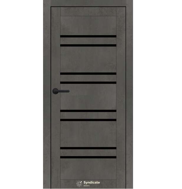 Двері міжкімнатні Syndicate SD-118 Бетон темний ПВХ (з чорним склом)