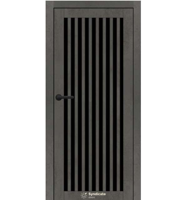 Двері міжкімнатні Syndicate SD-125 Бетон темний ПВХ (з чорним склом)