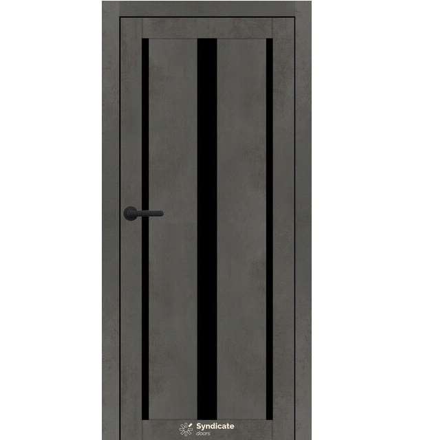 Двері міжкімнатні Syndicate SD-127 Бетон темний ПВХ (з чорним склом)