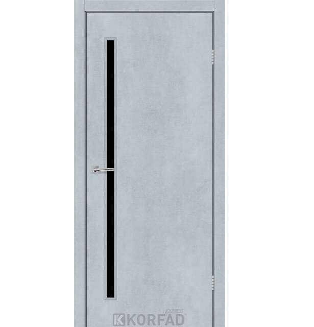 Двері міжкімнатні Korfad Express Corner Glass-03 Цемент світлий (чорне скло)